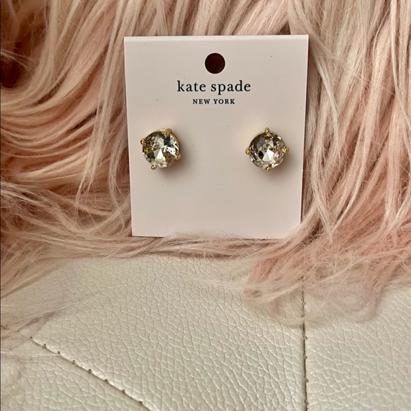 Kate Spade Clear Gold Plated Gumdrop Crystal Stud Earrings O/S - Picture 2 of 9